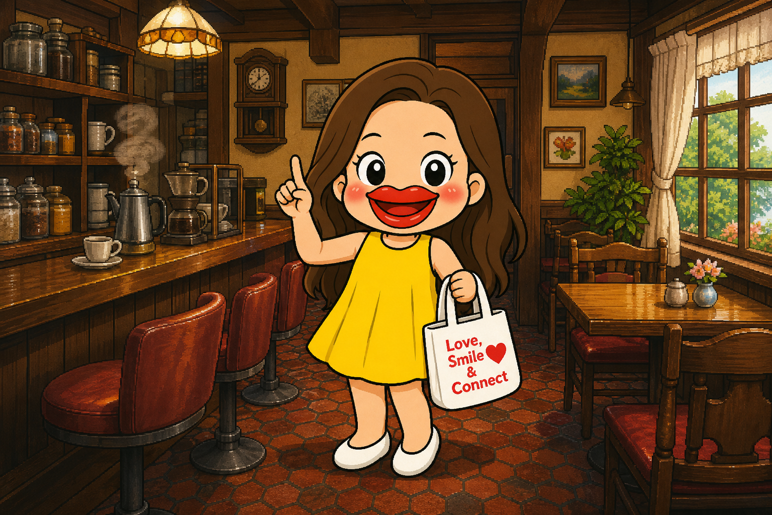 屋台と自分の店をたとえるエミリー