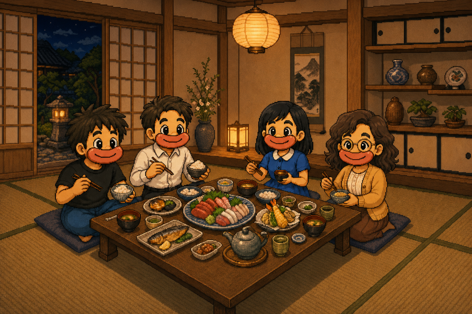 和食屋さんの個室で再会した四人